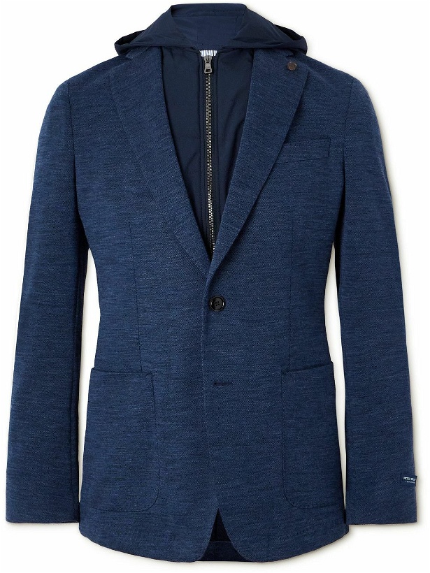 Photo: Peter Millar - The Winter Excursionist Elite Wool Blazer with Removable Shell Hooded Gilet - Blue