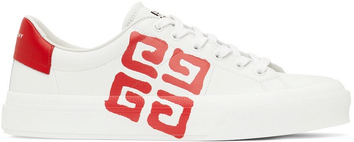 Photo: Givenchy White & Red City Sport 4G Sneakers