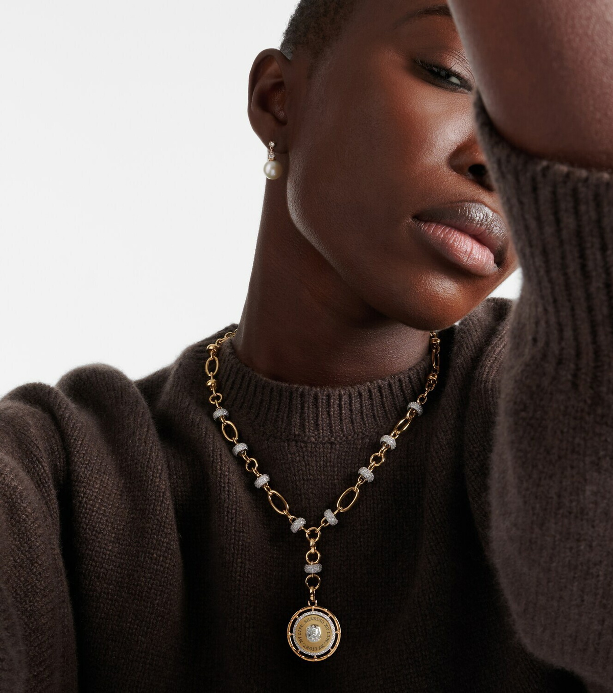 FoundRae Lovestruck Commitment 18kt gold pendant necklace with diamonds