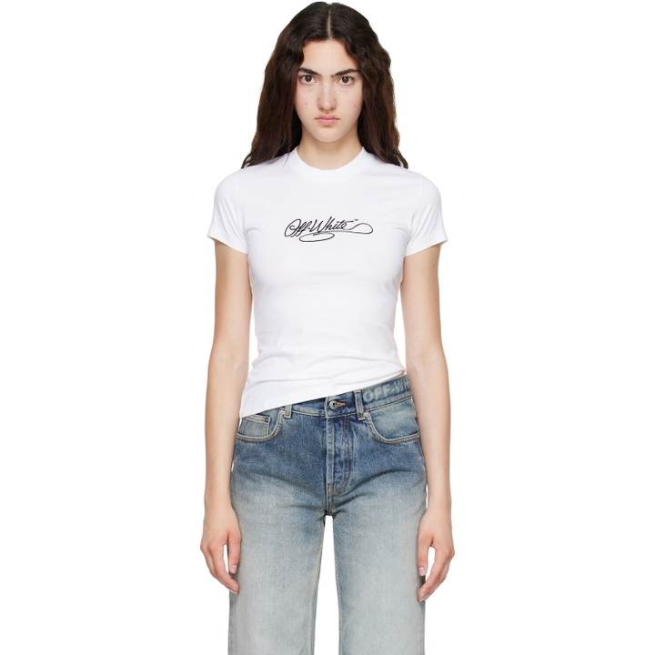 Photo: Off-White White Script Fitted T-shirt