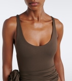 Magda Butrym Floral-appliqué draped swimsuit