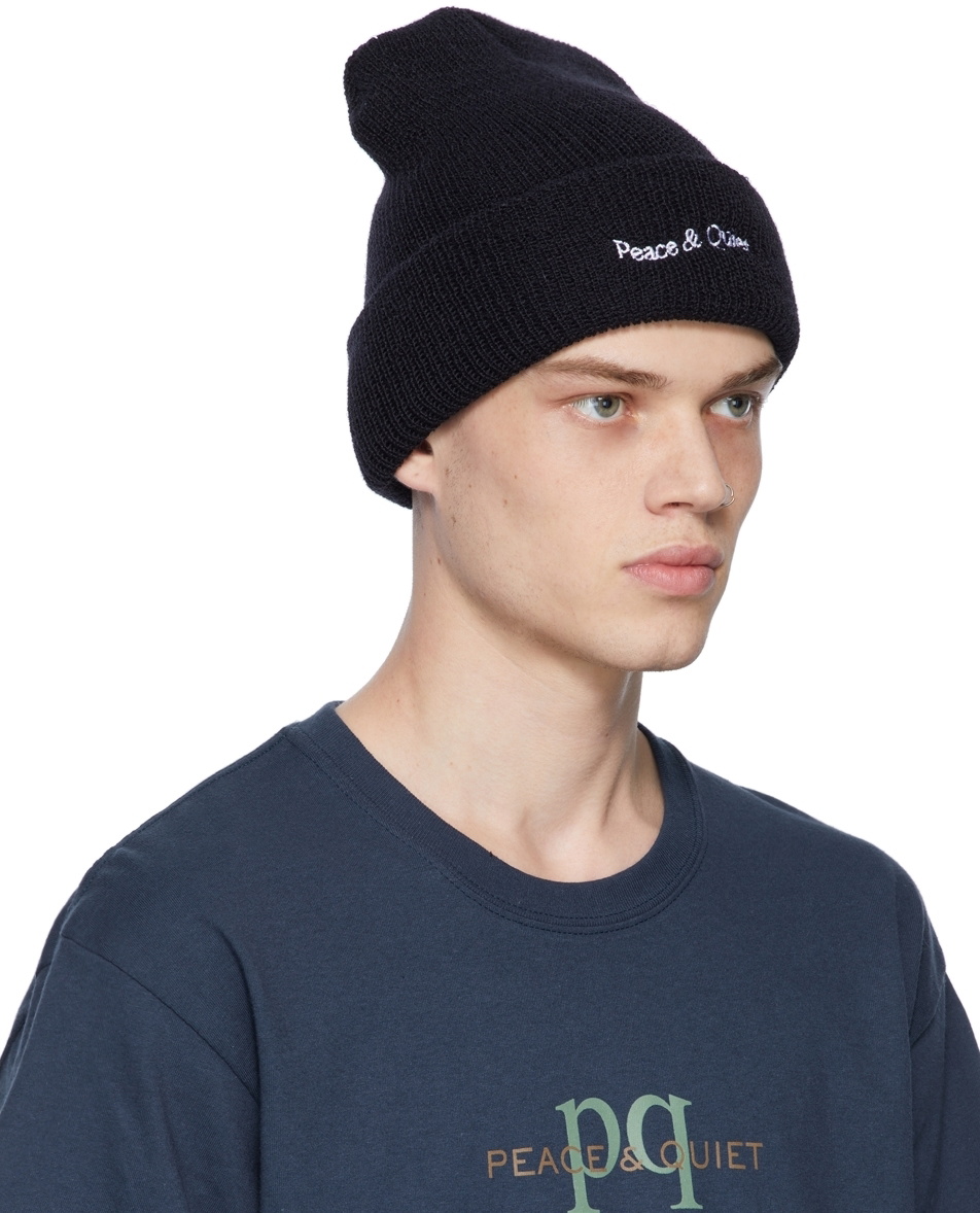 Museum of Peace & Quiet Black Wordmark Beanie Museum of  display picture 3