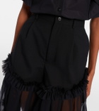 Noir Kei Ninomiya Ruffled tulle and wool shorts