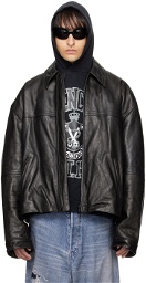 Balenciaga Black Cocoon Kick Leather Jacket