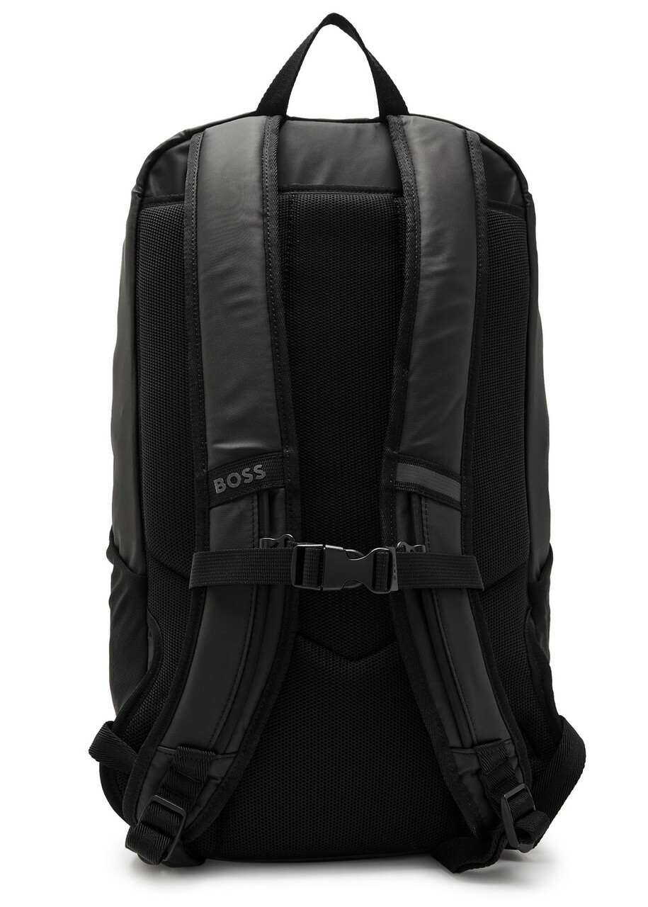 Boss Stenson Logo Coated Faux Leather Backpack - Black - One Size