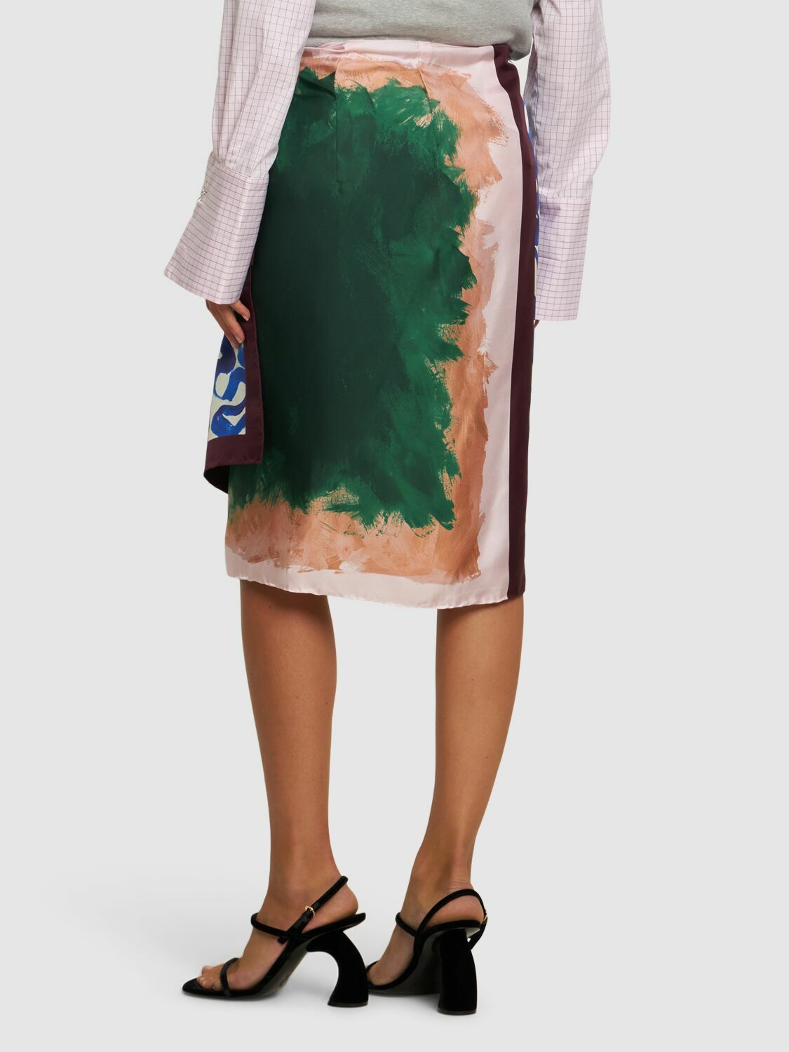 DRIES VAN NOTEN Scarfy Printed Silk Midi Skirt