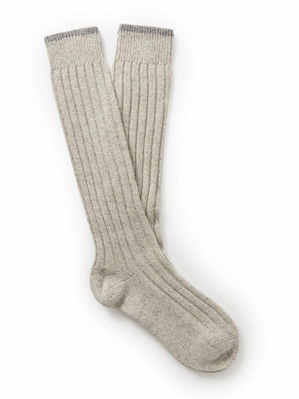 Photo: Brunello Cucinelli - Ribbed Cashmere Socks - Gray
