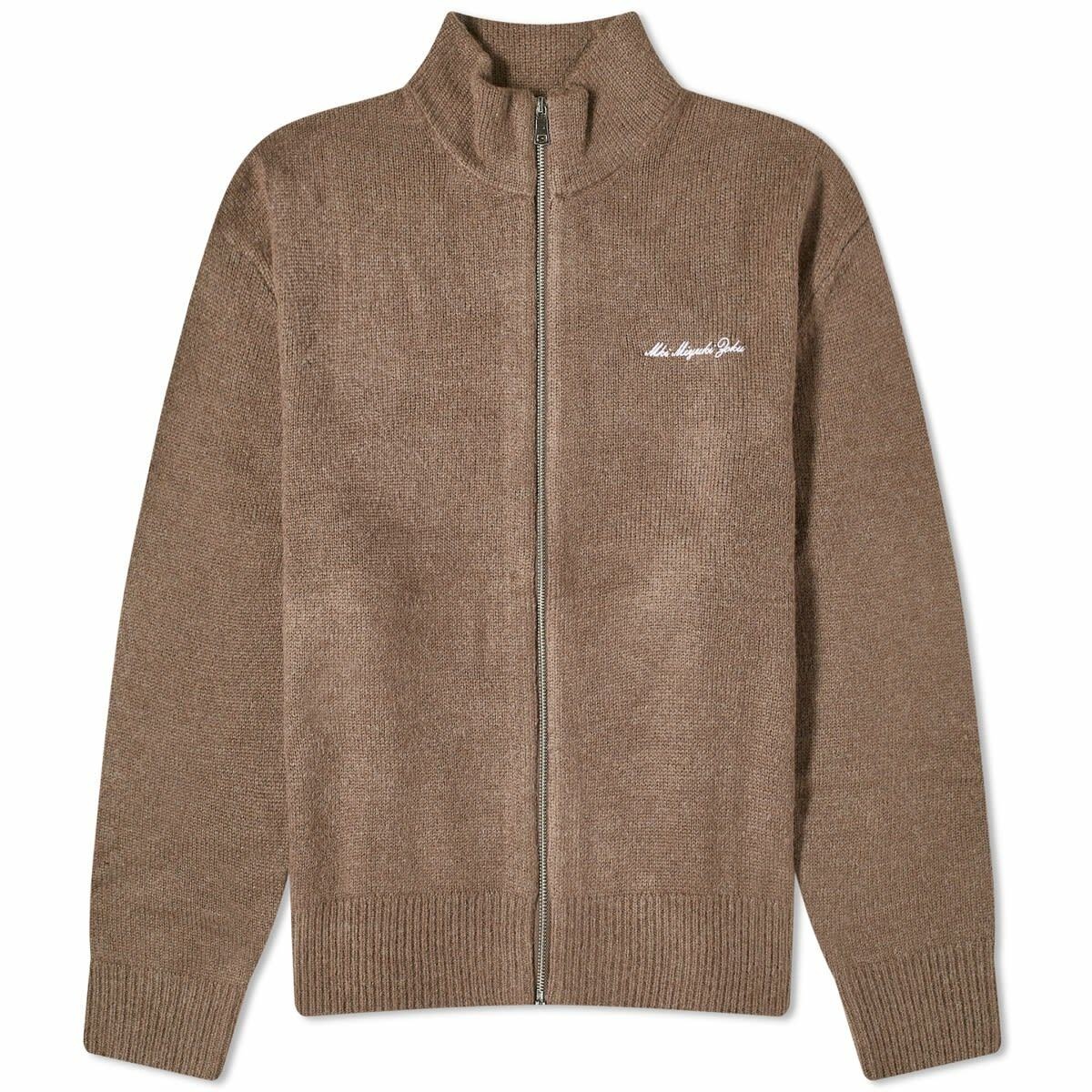 Photo: MKI Men's Mohair Blend Knit Track Jacket in Brown