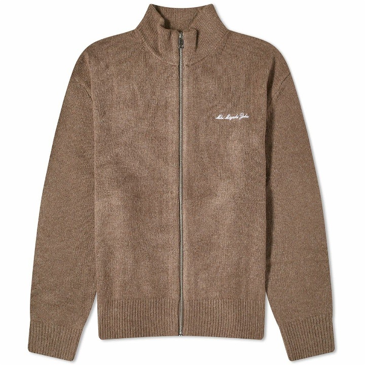 Photo: MKI Men's Mohair Blend Knit Track Jacket in Brown