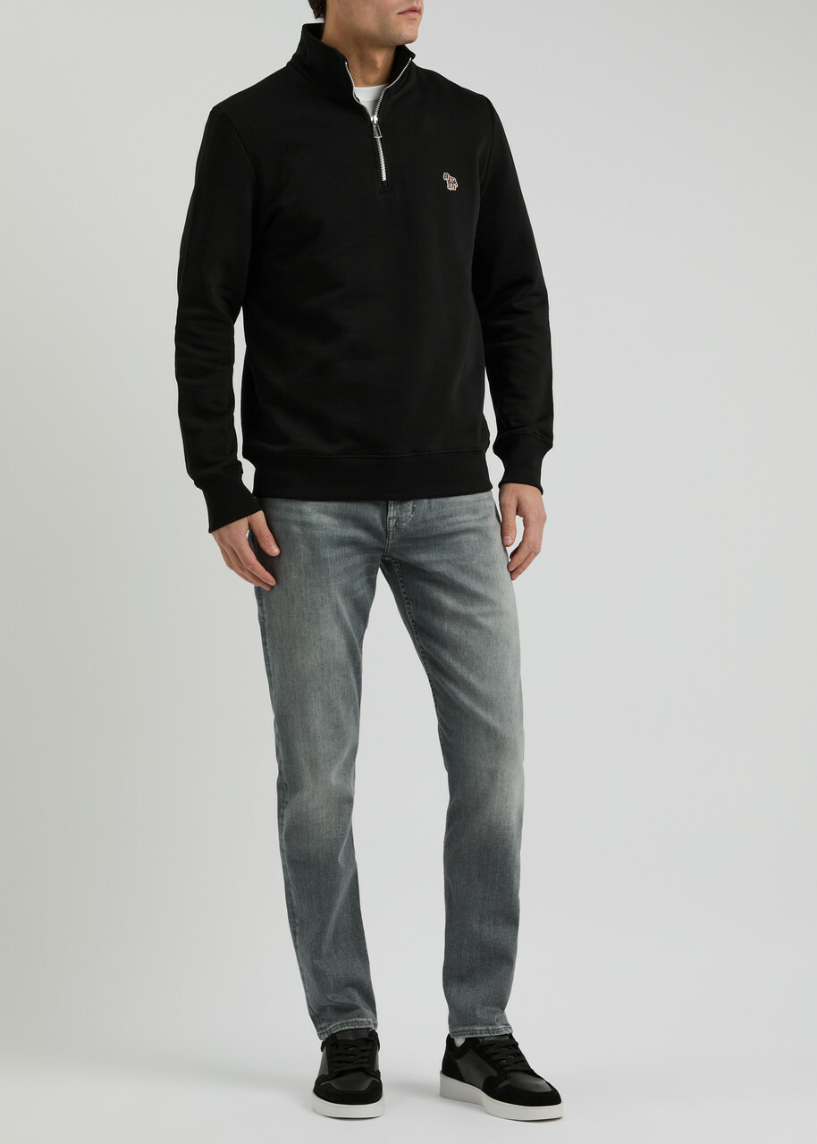PS Paul Smith Logo-appliquéd Half-zip Cotton Sweatshirt Black