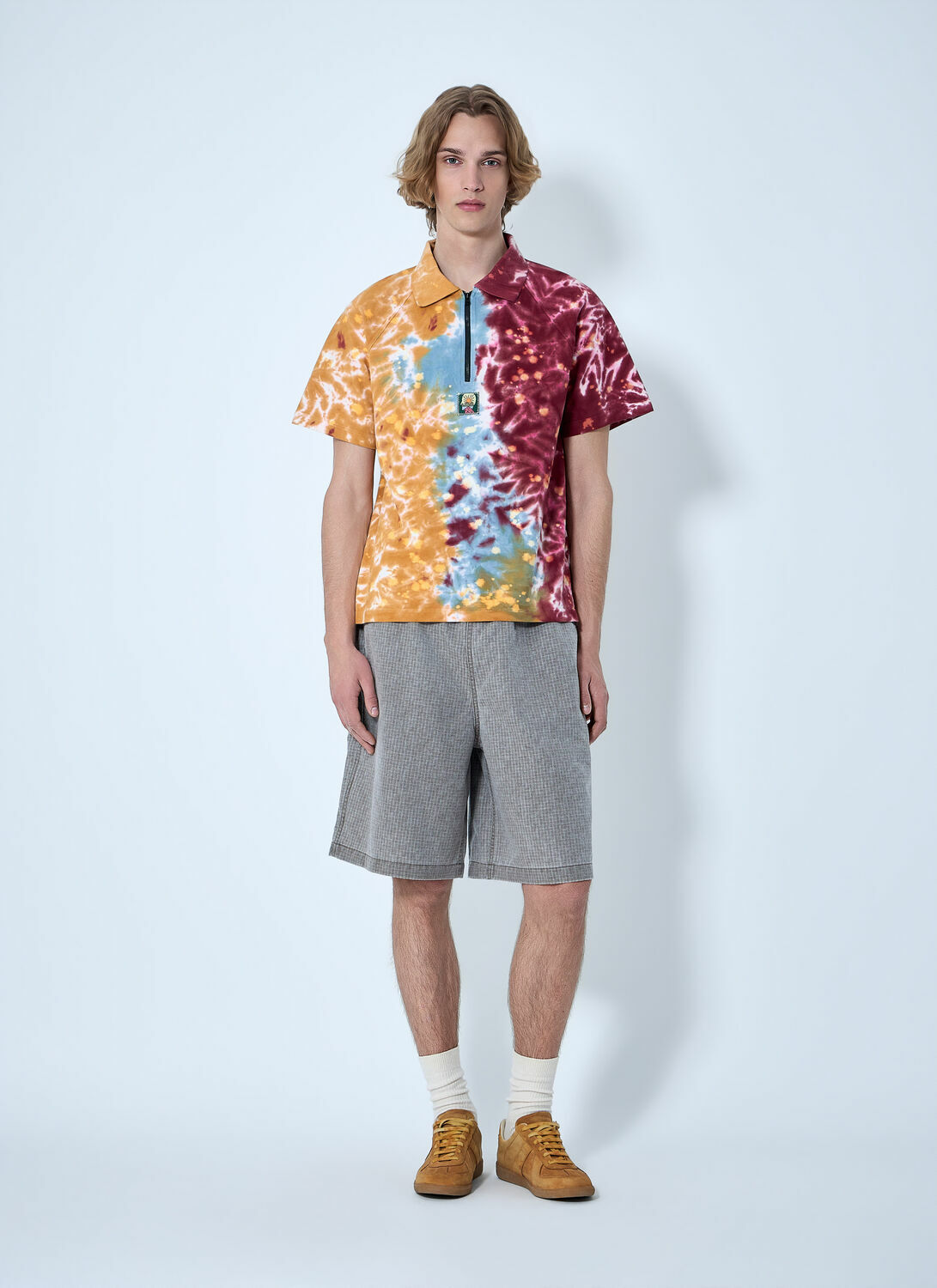 Brain Dead Zip-Collar Tie-Dye Polo Shirt