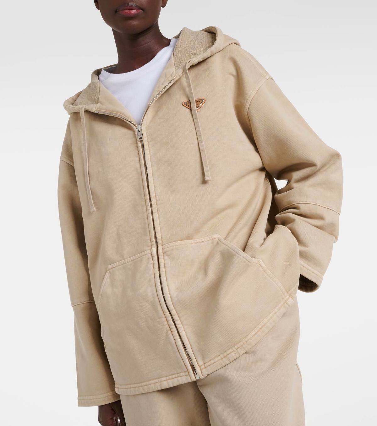 Prada Oversized cotton zip-up hoodie