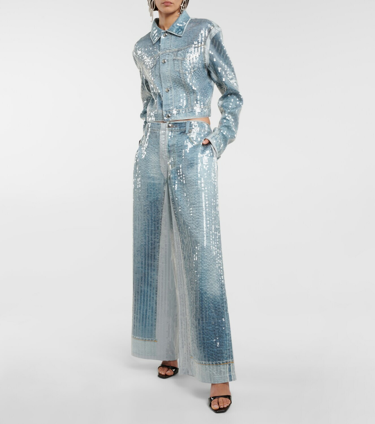 Jean Paul Gaultier - Trompe-l'œil sequined high-rise pants