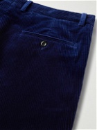 Rubinacci - Modluca Straight-Leg Pleated Cotton-Corduroy Trousers - Blue