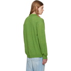 vowels Green Eyelet Knitted Zip-Up Sweater