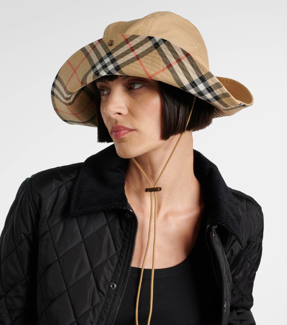 【Burberry】 Burberry Check gabardine hat Check Brim Gabardine Hat in Black - Men | Burberry® Official
