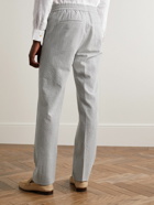 Loro Piana - Slim-Fit Straight-Leg Striped Wool-Blend Seersucker Trousers - Gray