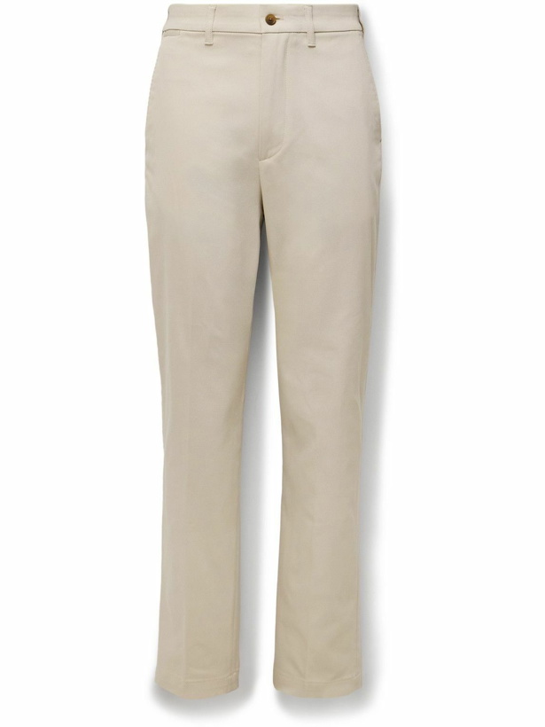 Photo: Dunhill - Straight-Leg Cotton-Blend Twill Chinos - Neutrals