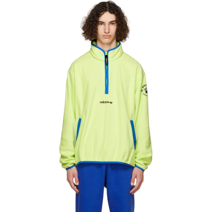 hoog Arresteren vloeistof adidas Originals Yellow Polar Fleece Adventure Half-Zip Sweatshirt adidas  Originals