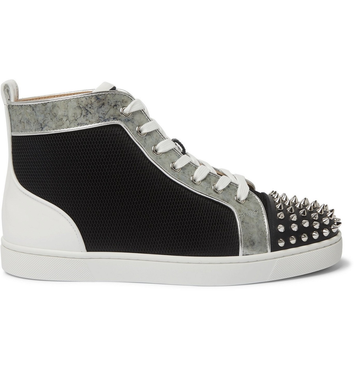 Christian Louboutin Black/Red Leather and Suede Louis Spike High