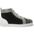 CHRISTIAN LOUBOUTIN - Louis Spiked Leather and Mesh High-Top Sneakers - Black