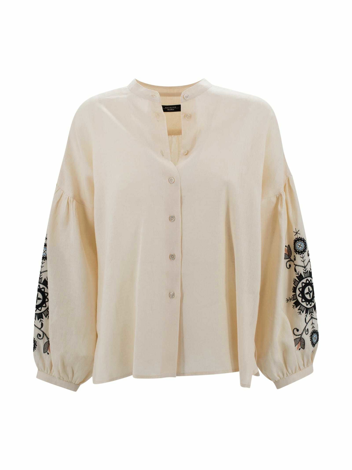 WEEKEND MAX MARA Radica Embroidered Cotton & Linen Shirt
