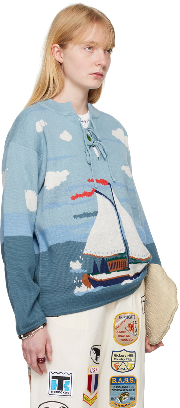 Bode Blue Pinafore Sweater
