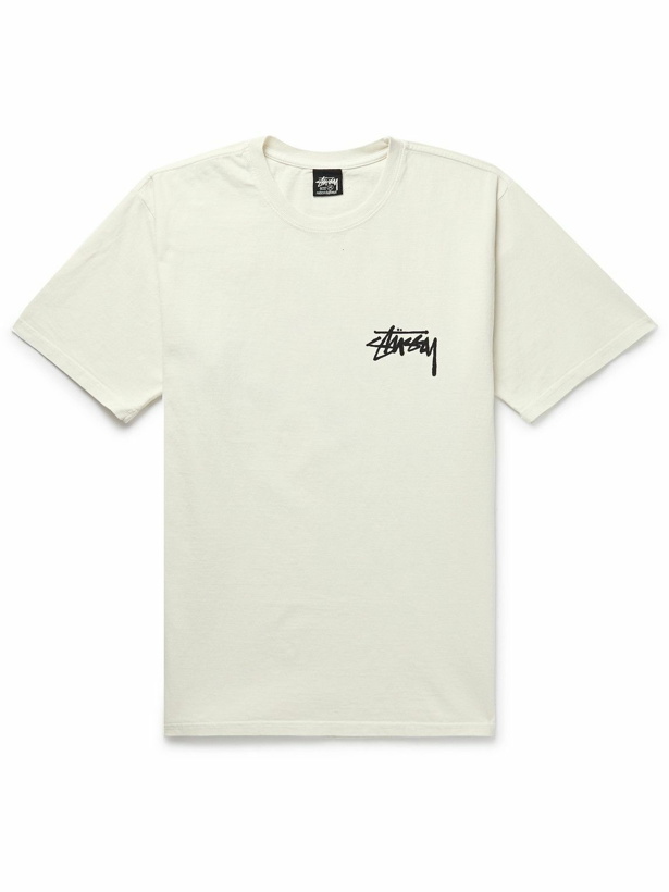 Photo: Stussy - Read Em 'N' Weep Printed Cotton-Jersey T-Shirt - Neutrals