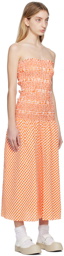 Kenzo Orange & White Kenzo Paris Check Midi Dress