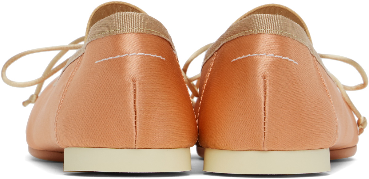 MM6 Maison Margiela Pink Satin Pointe Logo Ballerina Flats