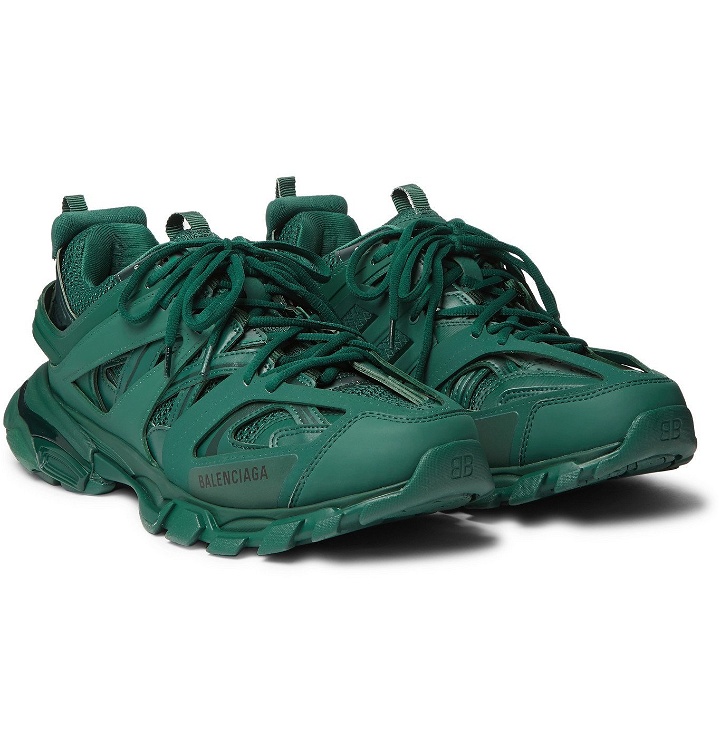 Photo: Balenciaga - Track Nylon, Mesh and Rubber Sneakers - Green