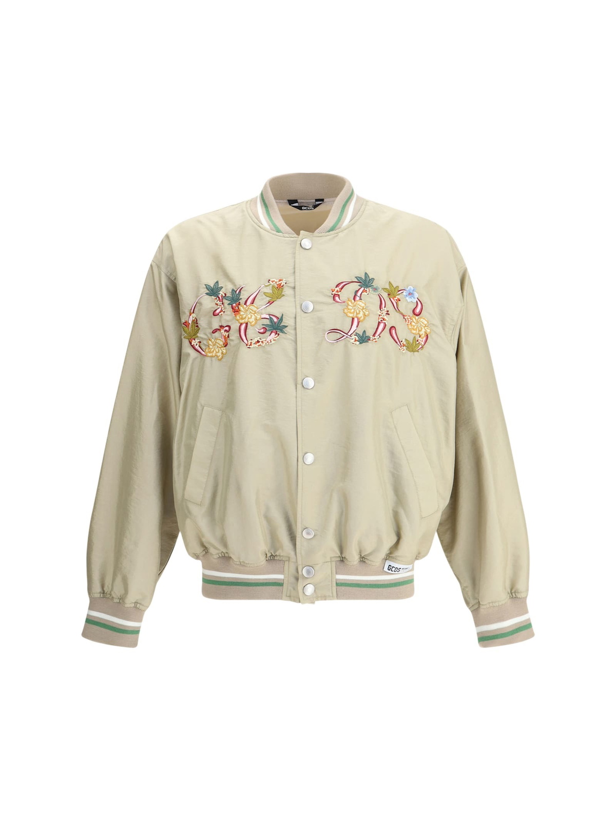 GCDS Men's Linen Logo Track Jacket in Off White GCDS