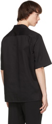 Alexander McQueen Black Gabardine Logo Short Sleeve Shirt