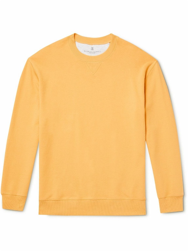 Photo: Brunello Cucinelli - Cotton-Blend Jersey Sweatshirt - Yellow