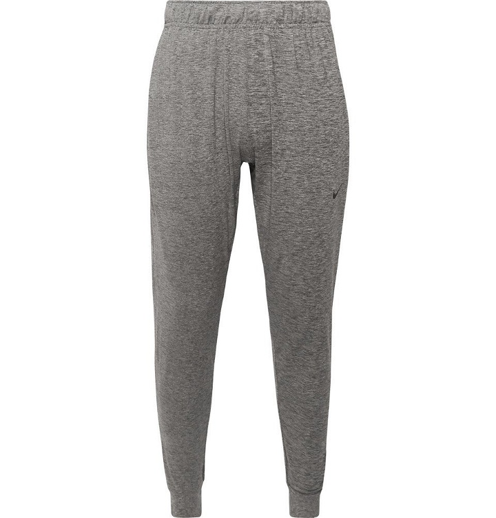 Photo: Nike Training - Tapered Mélange Dri-FIT Stretch-Jersey Sweatpants - Gray