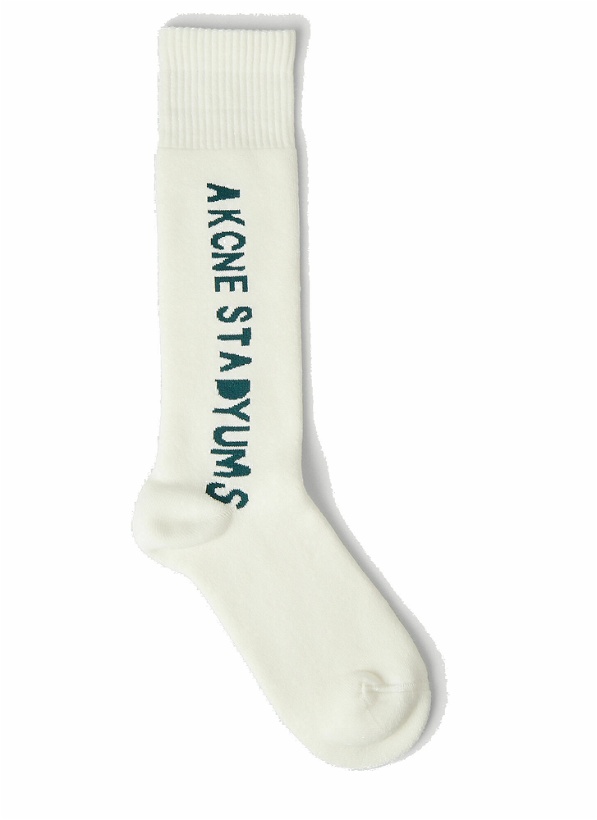 Photo: Phonetic Logo Jacquard Socks in White
