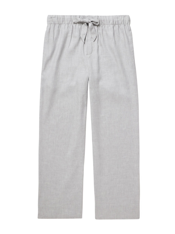 Photo: Frescobol Carioca - Luan Straight-Leg Linen and Cotton-Blend Drawstring Trousers - Gray