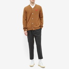 Comme des Garçons Play Men's Overlapping Heart V-Neck Cardigan in Brown