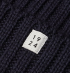 MAN 1924 - Ribbed Wool Beanie - Blue