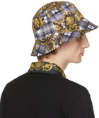 Versace Jeans Couture Grey Tartan Baroque Bucket Hat