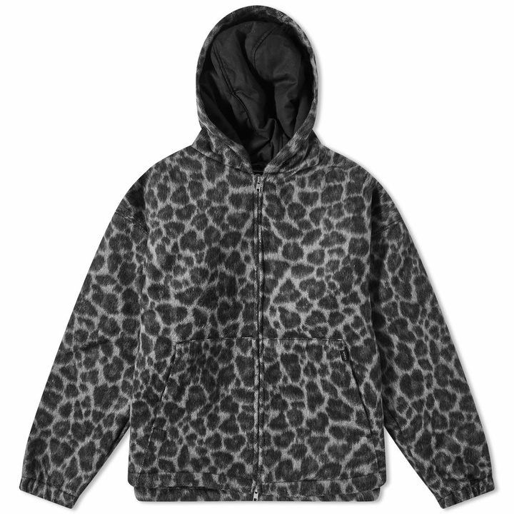 Photo: Edwin Men's Daimon Hooded Jacket Lined in Black/White Leopard