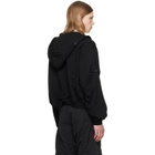 We11done Black Logo Pin-Tucked Zip-Up Hoodie