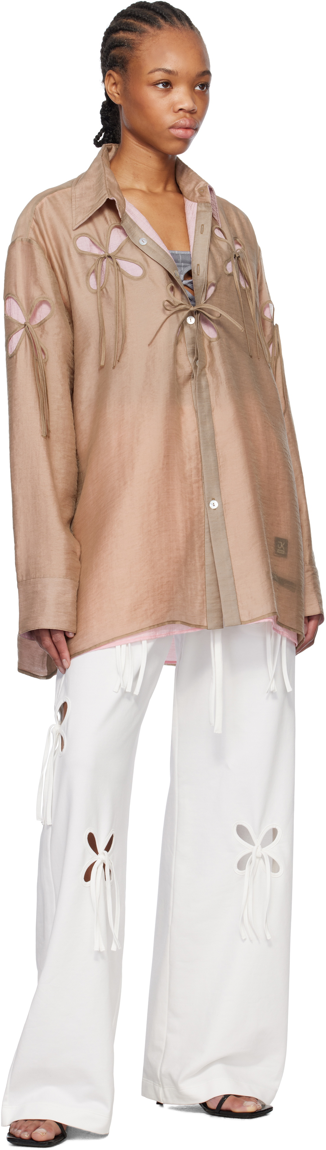 J.Kim Beige & Pink Anton Belinskiy Edition Organza Petal Shirt