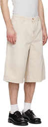 Solid Homme Beige Faded Denim Shorts