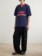 Balenciaga - Oversized Embroidered Printed Cotton-Jersey T-Shirt - Blue