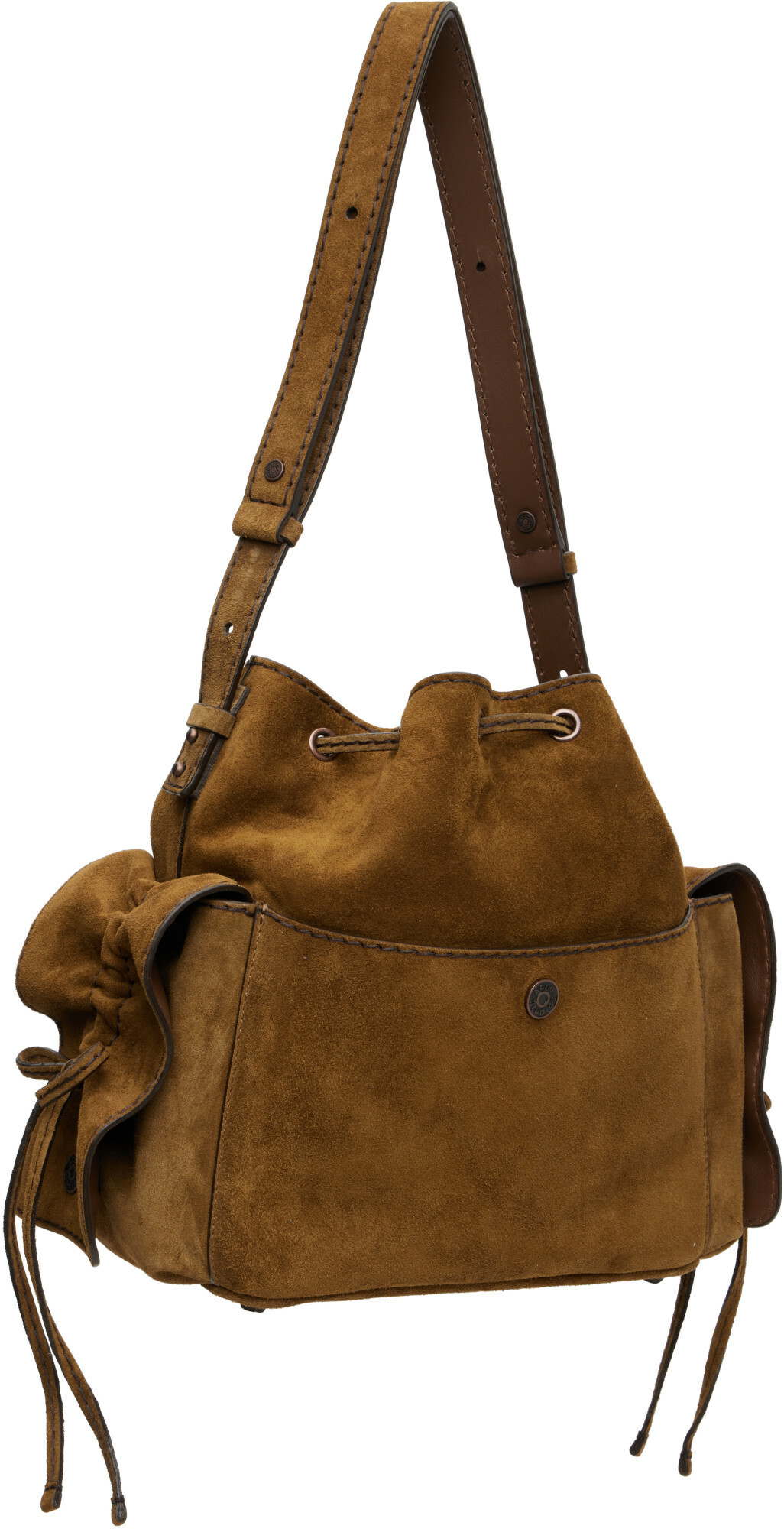 Acne Studios Tan Multipocket Suede Bucket Bag