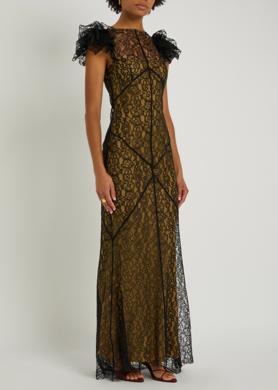 DE LA Vali Nephele Lace Maxi Dress Black