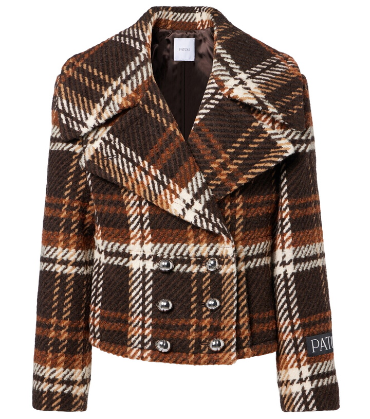Photo: Patou Checked double-breasted wool-blend jacket