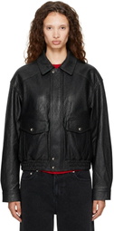 Dunst Black Oversized Vintage Blouson Leather Jacket