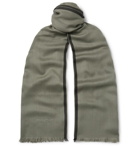 TOM FORD - Logo-Embroidered Cashmere, Silk and Wool-Blend Twill Scarf - Men - Green